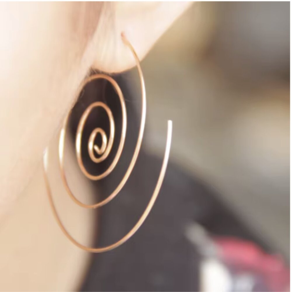 Trendy Minimalist Boho Indie Swirl Hoop Earrings